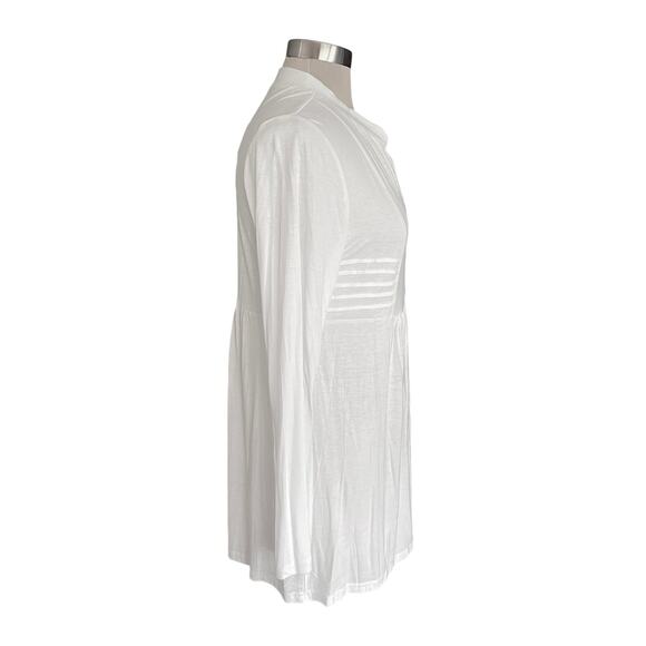 SeSe Code White Knit Tunic Top Pleated & Gathered LARGE Cottagecore Minimalist - Picture 4 of 7